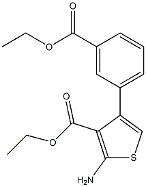 Ethyl-2-amino-4-(3-ethoxycarbonylphenyl)thiophene-3-carboxylate Struktur