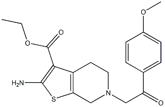 Ethyl-2-amino-6-[2-(4-methoxyphenyl)-2-oxoethyl4,5,6,7-tetrahydrothieno[2,3-c]pyridine-3-carboxylate Struktur