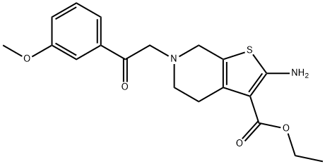 Ethyl-2-amino-6-[2-(3-methoxyphenyl)-2-oxoethyl]-4,5,6,7-tetrahydrothieno[2,3-c]pyridine-3-carboxylate Struktur