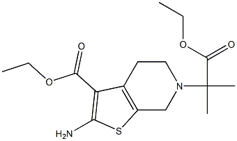 Ethyl-2-amino-6-(1-ethoxycarbonyl-1-methylethyl)-4,5,6,7-tetrahydrothieno[2,3-c]pyridine-3-carboxylate Struktur