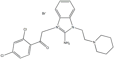 1H-Benzimidazolium,  2-amino-3-[2-(2,4-dichlorophenyl)-2-oxoethyl]-1-[2-(1-piperidinyl)ethyl]-,  bromide  (1:1) Struktur