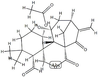 (1S,2R,4'aβ,6S,7'S,9a'S)-6-(Acetyloxy)-4'a,5',6',7',8',9'-hexahydro-5'α-hydroxy-3,3-dimethyl-8'-methylene-1',9'-dioxospiro[cyclohexane-1,4'(3'H)-[1H-7,9a]methanocyclohepta[c]pyran]-2-carbaldehyde Struktur