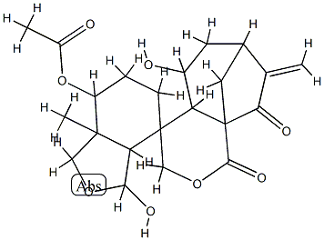 7-(Acetyloxy)-3,3a,5,6,7,7a,5',6',7',8'-decahydro-3,5'-dihydroxy-7a-methyl-8'-methylenespiro[isobenzofuran-4(1H),4'(3'H)-[1H-7,9a]methanocyclohepta[c]pyran]-1',9'(4'aH)-dione Struktur