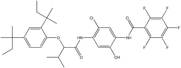 3'-Chloro-4'-[2-(2,4-di-tert-pentylphenoxy-3-methylbutyrylamino]-2,3,4,5,6-pentafluoro-6'-hydroxybenzanilide Struktur