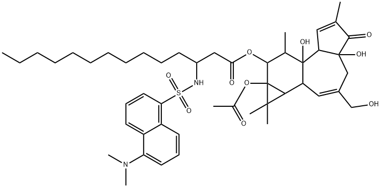 O-(N-dansylamino-3-tetradecanoyl)-12,O-acetyl-13-phorbol Struktur