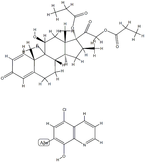 5-chloro-7-iodo-quinolin-8-ol, [2-[(8S,10S,11S,13S,14S,16S,17R)-9-fluo ro-11-hydroxy-10,13,16-trimethyl-3-oxo-17-propanoyloxy-6,7,8,11,12,14, 15,16-octahydrocyclopenta[a]phenanthren-17-yl]-2-oxo-ethyl] propanoate Struktur