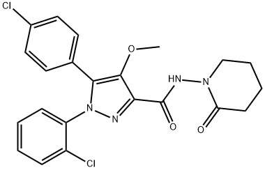 1-(2-Chlorophenyl)-5-(4-chlorophenyl)-4-methoxy-N-(2-oxo-1-piperidinyl)-1H-pyrazole-3-carboxamide Struktur