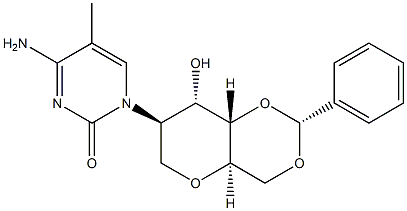 2-(2-aMino-6-chloro-9H-purin-9-yl)-1,5-anhydro-2-deoxy-4,6-O-[(R)-phenylMethylene]-D-Altritol Struktur