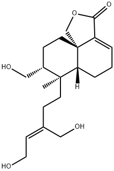 [6aR,10aS,(-)]-6,6aβ,7,8,9,10-Hexahydro-7β-[(Z)-5-hydroxy-3-hydroxymethyl-3-pentenyl]-8α-hydroxymethyl-7-methylnaphtho[1,8a-c]furan-3(5H)-one Struktur