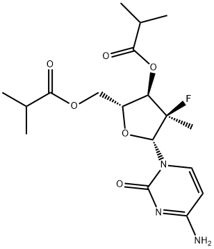 (2'R)- 2'-Deoxy-2'-fluoro-2'-methylcytidine 3',5'-bis(2-methylpropanoate) Struktur