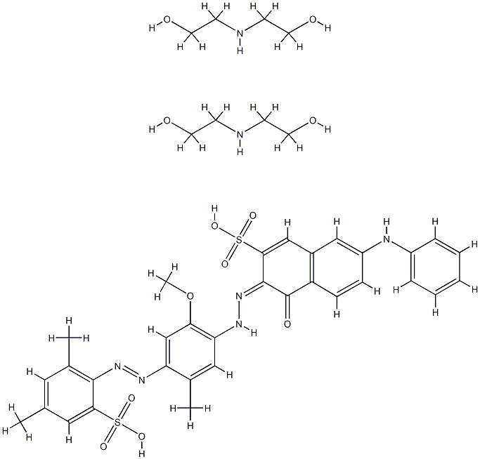 7-anilino-3-[[4-[(2,4-dimethyl-6-sulphophenyl)azo]-2-methoxy-5-methylphenyl]azo]-4-hydroxynaphthalene-2-sulphonic acid, compound with 2,2'-iminodiethanol (1:2) Struktur