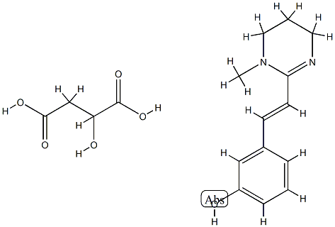 malic acid, compound with (E)-3-[2-(1,4,5,6-tetrahydro-1-methylpyrimidin-2-yl)vinyl]phenol (1:1) Struktur