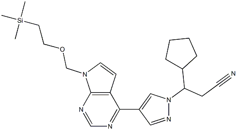 1H-Pyrazole-1-propanenitrile, β-cyclopentyl-4-[7-[[2-(triMethylsilyl)ethoxy]Methyl]-7H-pyrrolo[2,3-d]pyriMidin-4-yl]- Struktur