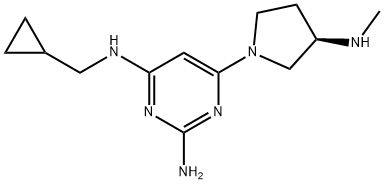 4-N-(cyclopropylmethyl)-6-[(3R)-3-(methylamino)pyrrolidin-1-yl]pyrimidine-2,4-diamine Struktur