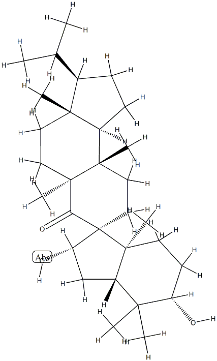 (2'S,3R,3'aR,5'S,7S,7'aS,9bβ)-Icosahydro-2',5'-dihydroxy-3aα,4',4',5aβ,7'a,9aα-hexamethyl-3α-(1-methylethyl)spiro[7H-benz[e]indene-7,1'-[1H]inden]-6-one Struktur