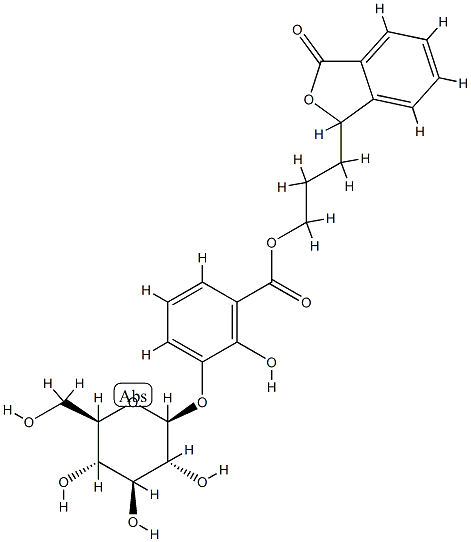 3-(β-D-Glucopyranosyloxy)-2-hydroxybenzoic acid 3-(1,3-dihydro-3-oxoisobenzofuran-1-yl)propyl ester Struktur