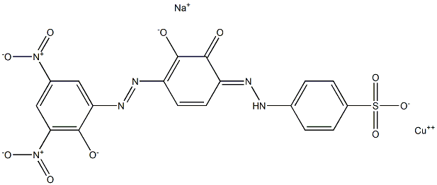 sodium [4-[[dihydroxy[(2-hydroxy-3,5-dinitrophenyl)azo]phenyl]azo]benzenesulphonato(3-)]cuprate(1-) Struktur