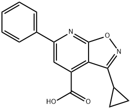 3-cyclopropyl-6-phenylisoxazolo[5,4-b]pyridine-4-carboxylic acid Struktur