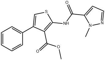 methyl 2-(1-methyl-1H-pyrazole-5-carboxamido)-4-phenylthiophene-3-carboxylate Struktur