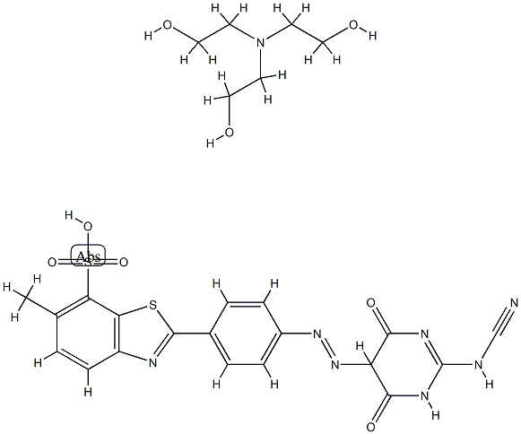 7-Benzothiazolesulfonic acid, 2-[4-[[2-(cyanoimino)hexahydro-4,6-dioxo-5-pyrimidinyl]azo]phenyl]-6-methyl-, compd. with 2,2',2''-nitrilotris[ethanol] Struktur