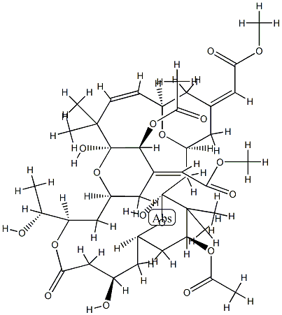 Acetic acid, 2,2-(1S,3S,7R,8E,11S,12S,15S,17R,21R,23R,25S)-12,25-bis(acetyloxy)-1,11,21-trihydroxy-17-(1R)-1-hydroxyethyl-10,10,26,26-tetramethyl-19-oxo-18,27,28,29-tetraoxatetracyclo21.3.1.13,7.111,15nonacos-8-ene-5,13-diylidenebis-, dimethyl ester, (25Z Struktur