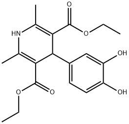 diethyl 4-(3,4-dihydroxyphenyl)-2,6-dimethyl-1,4-dihydro-3,5-pyridinedicarboxylate Struktur