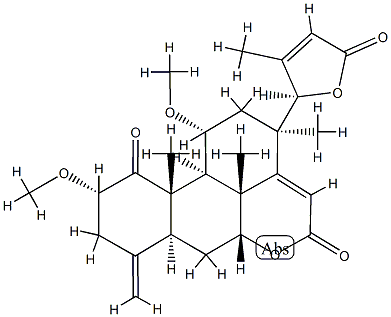 [17R,13α,(-)]-7α,17-Dihydroxy-2α,11α-dimethoxy-8-methyl-4-methylene-1-oxo-24-nor-16,17-seco-5α-chola-14,20(22)-diene-16,23-dioic acid 16,7:23,17-dilactone Struktur