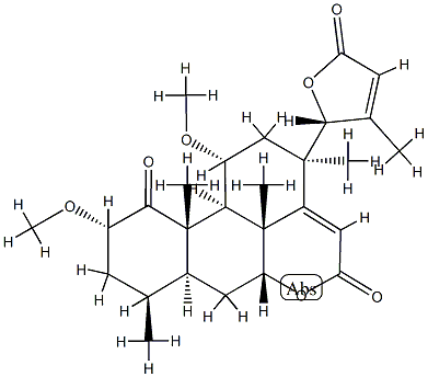 [17R,13α,(-)]-7α,17-Dihydroxy-2α,11α-dimethoxy-4β,8-dimethyl-1-oxo-24-nor-16,17-seco-5α-chola-14,20(22)-diene-16,23-dioic acid 16,7:23,17-dilactone Struktur