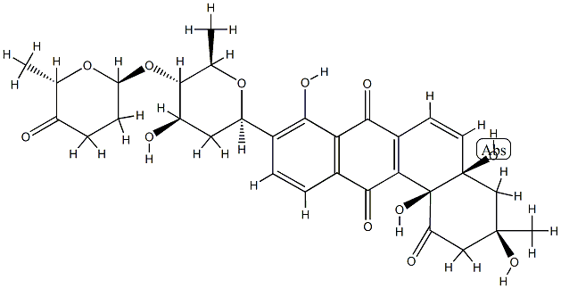 (3R)-9-[4-O-[(2R,6S)-Tetrahydro-6-methyl-5-oxo-2H-pyran-2-yl]-2,6-dideoxy-β-D-arabino-hexopyranosyl]-3,4,4a,12b-tetrahydro-3α,4aα,8,12bα-tetrahydroxy-3-methylbenz[a]anthracene-1,7,12(2H)-trione Struktur