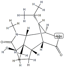 5,6-epoxy-1-hydroxy-6-isopropyl-3,11-dimethyl-3-azatricyclo(6.2.1.04(5,11))undecan-2-one Struktur