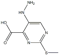 4-Pyrimidinecarboxylicacid,5-hydrazino-2-(methylthio)-(9CI) Struktur