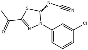 2-Acetyl-4-(3-chlorophenyl)-5-cyanimino-4,5-dihydro-1,3,4-thiadiazole Struktur