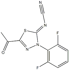 2-Acetyl-5-cyanimino-4-(2,6-difluorophenyl)-4,5-dihydro-1,3,4-thiadiazole Struktur