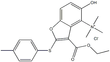 3-Benzofurancarboxylicacid, 4-[(dimethylamino)methyl]-5-hydroxy-2-[(4-methylphenyl)thio]-, ethylester, hydrochloride (1:1) Struktur