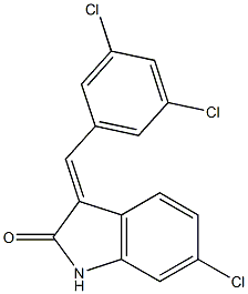 3-(3,5-dichlorobenzylidene)-6-chloroindolin-2-one Struktur