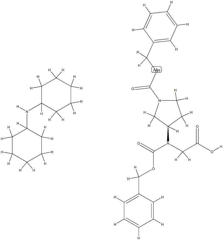 Dicyclohexylamine (R)-2-((benzyloxycarbonyl)(1-(benzyloxycarbonyl)pyrrolidin-3-yl)amino)acetate Struktur