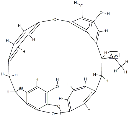 7,8,19,20-Tetrahydro-8-methoxy-15,18-etheno-2,6:9,13-dimetheno-1,14-benzodioxacyclodocosin-11,12,23,24-tetrol Struktur