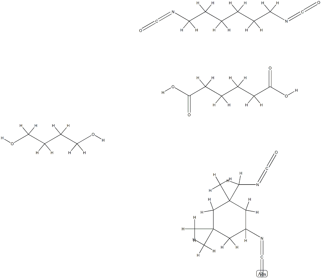 Hexanedioic acid, polymer with 1,4-butanediol, 1,6-diisocyanatohexane and 5-isocyanato-1-(isocyanatomethyl)-1,3,3-trimethylcyclohexane Struktur