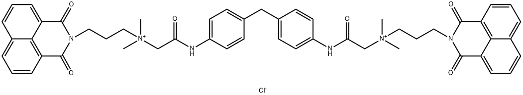 1H-Benz[de]isoquinoline-2(3H)-propanaminium, N,N'-[methylenebis[4,1-phenyleneimino( 2-oxo-2,1-ethanediyl)]]bis[N,N-dimethyl -1,3-dioxo-, dichloride Struktur