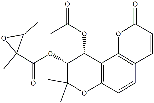 (3’R,4’R)-3’-Epoxyangeloyloxy-4’-acetoxy-3’,4’-dihydroseselin Struktur