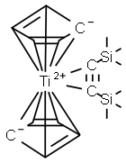 BIS(TRIMETHYLSILYL)ACETYLENE-BIS(CYCLO- PENTADIENYL)TITANIUM Struktur