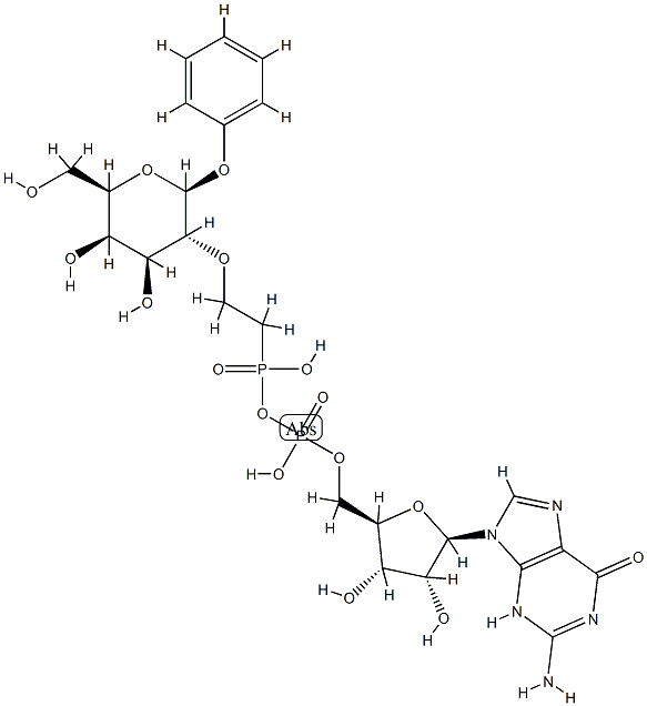 phenyl 2-O-(2-phosphonoethyl)galactopyranoside guanosine-5'-phosphate anhydride Struktur