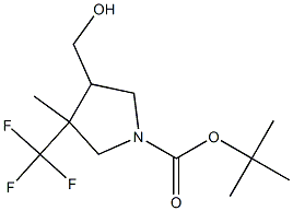 4-Hydroxymethyl-3-methyl-3-trifluoromethyl-pyrrolidine-1-carboxylic acid tert-butyl ester Struktur