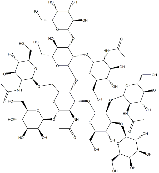 Galp-GlcpNac-Manp-(GlcpNAc)-(Galp-GlpNAc-Manp)-Manp-GlcNac Struktur