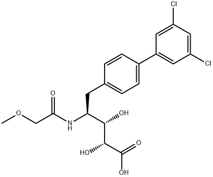 4,5-二脫氧-5-(3',5'-二氯[1,1'-聯(lián)苯]-4-基)-4-[(2-甲氧基乙?；?氨基]-L-阿拉伯糖酸 結(jié)構(gòu)式