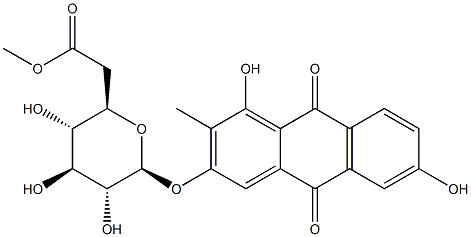 1,3,6-trihydroxy-2-methyl-9,10-anthraquinone-3-O-(6'-acetylglucoside) Struktur