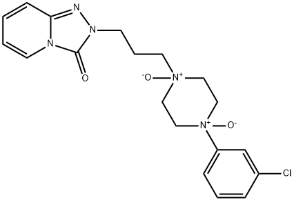 2-[3-[4-(3-chlorophenyl)-1,4-dioxidopiperazine-1,4-diium-1-yl]propyl]-[1,2,4]triazolo[4,3-a]pyridin-3-one Struktur