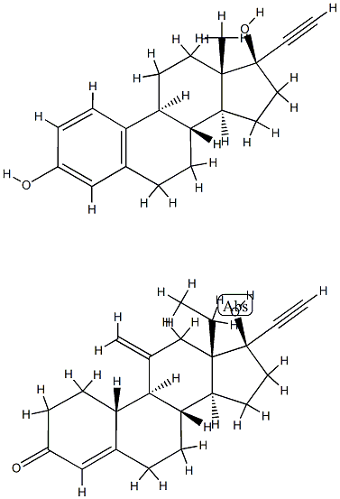 (17S)-13-ethyl-17-ethynyl-17-hydroxy-11-methylidene-2,6,7,8,9,10,12,14 ,15,16-decahydro-1H-cyclopenta[a]phenanthren-3-one, (8S,9S,13S,14S,17S )-17-ethynyl-13-methyl-7,8,9,11,12,14,15,16-octahydro-6H-cyclopenta[a] phenanthrene-3,17-diol Struktur