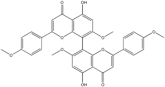 2,2'-Bis(4-methoxyphenyl)-5,5'-dihydroxy-7,7'-dimethoxy-8,8'-bi(4H-1-benzopyran)-4,4'-dione Struktur