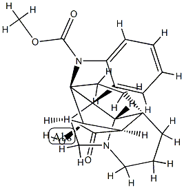 (3aR,10bR)-2,3,4,5,11,12-Hexahydro-5β-hydroxy-14-oxo-6H,13aαH-3aα,5aα-ethano-4β,11β-methano-1H-indolizino[8,1-cd]carbazole-6-carboxylic acid methyl ester Struktur